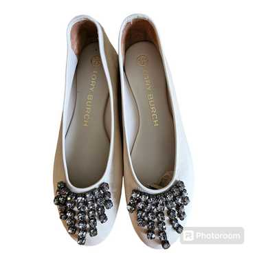 TORY BURCH  Crystal Waterfall Ballet Flats In Brie