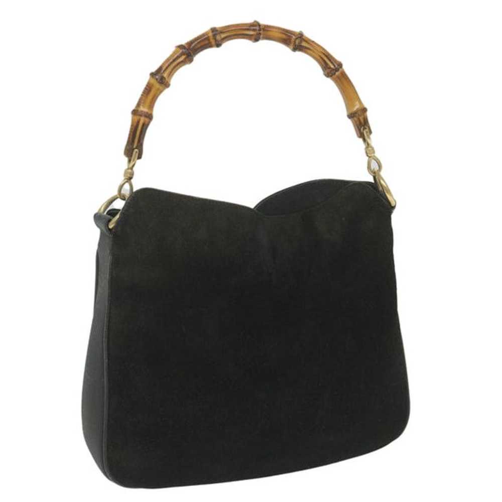 Gucci GUCCI Bamboo Shoulder Bag Suede Black - image 1