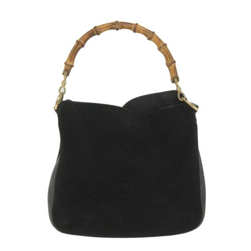 Gucci GUCCI Bamboo Shoulder Bag Suede Black - image 2