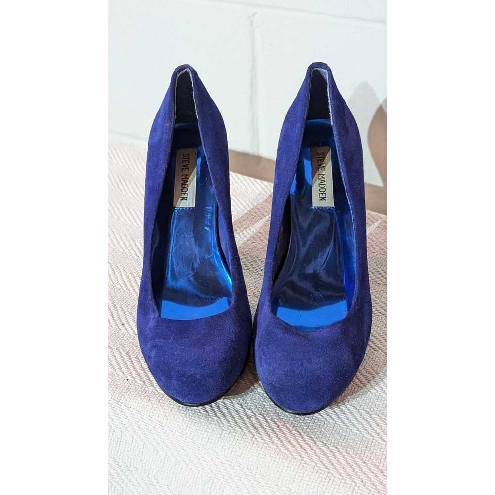 7.5-Steve Madden- Blue Suede Leather High Heeled … - image 2