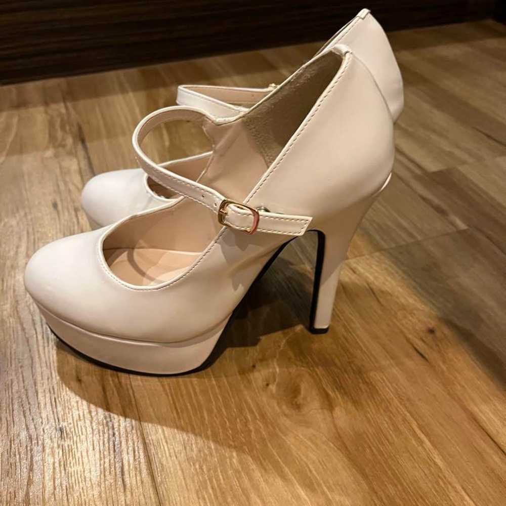 Bridal White Pumps - Platform - Thick Sole - With… - image 1