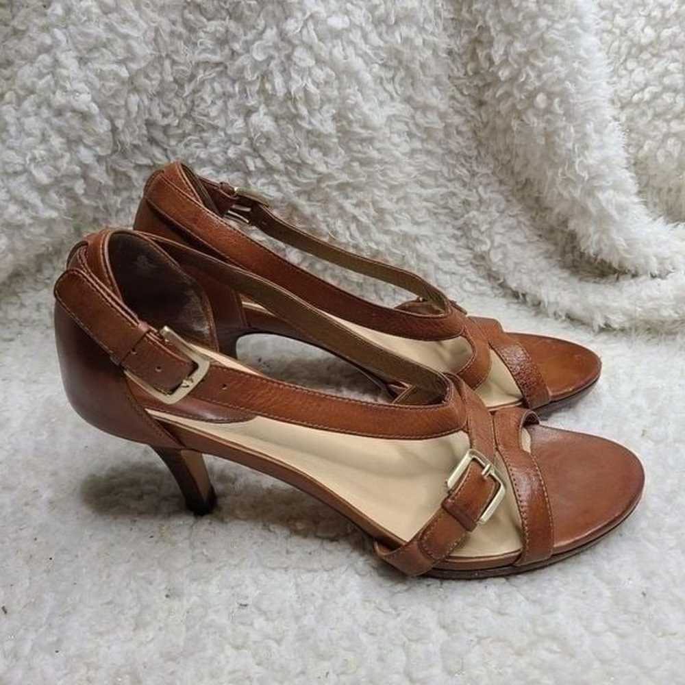 Cole Haan Cognac Strappy Leather Heels Size 9C - image 1