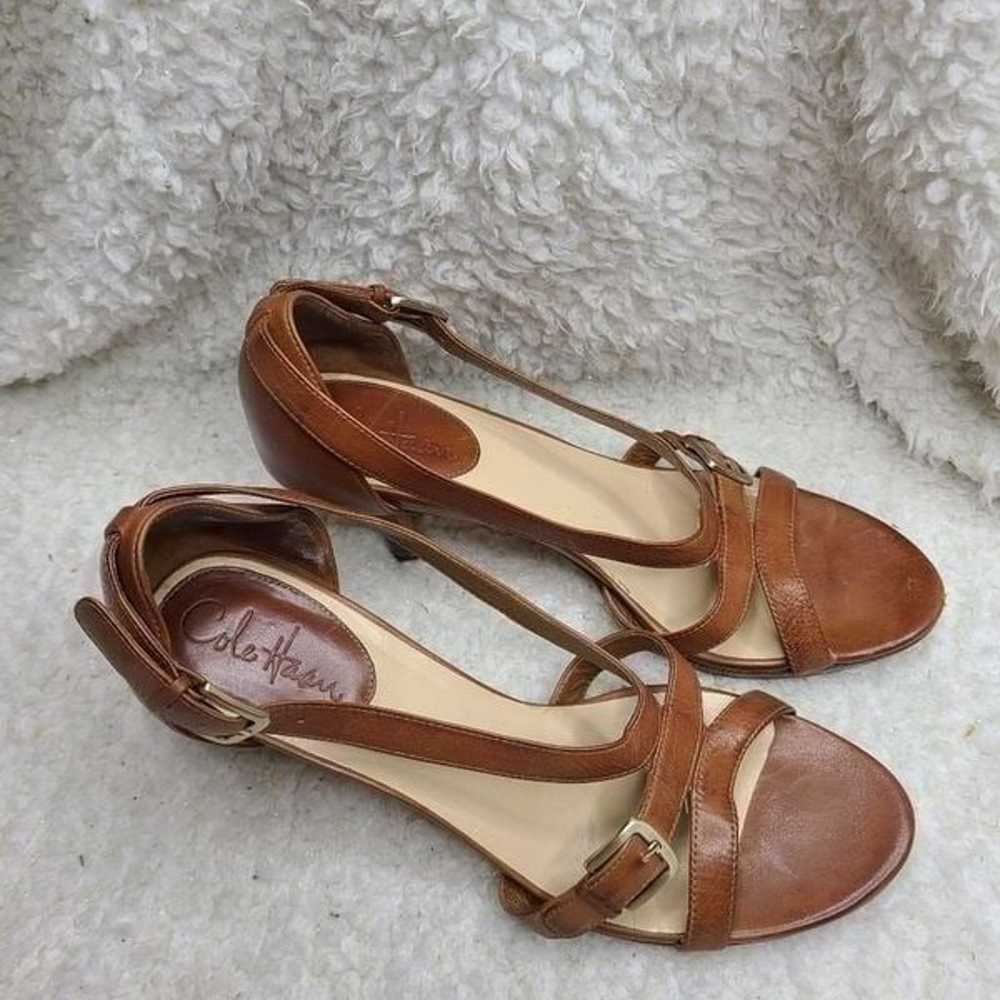 Cole Haan Cognac Strappy Leather Heels Size 9C - image 2