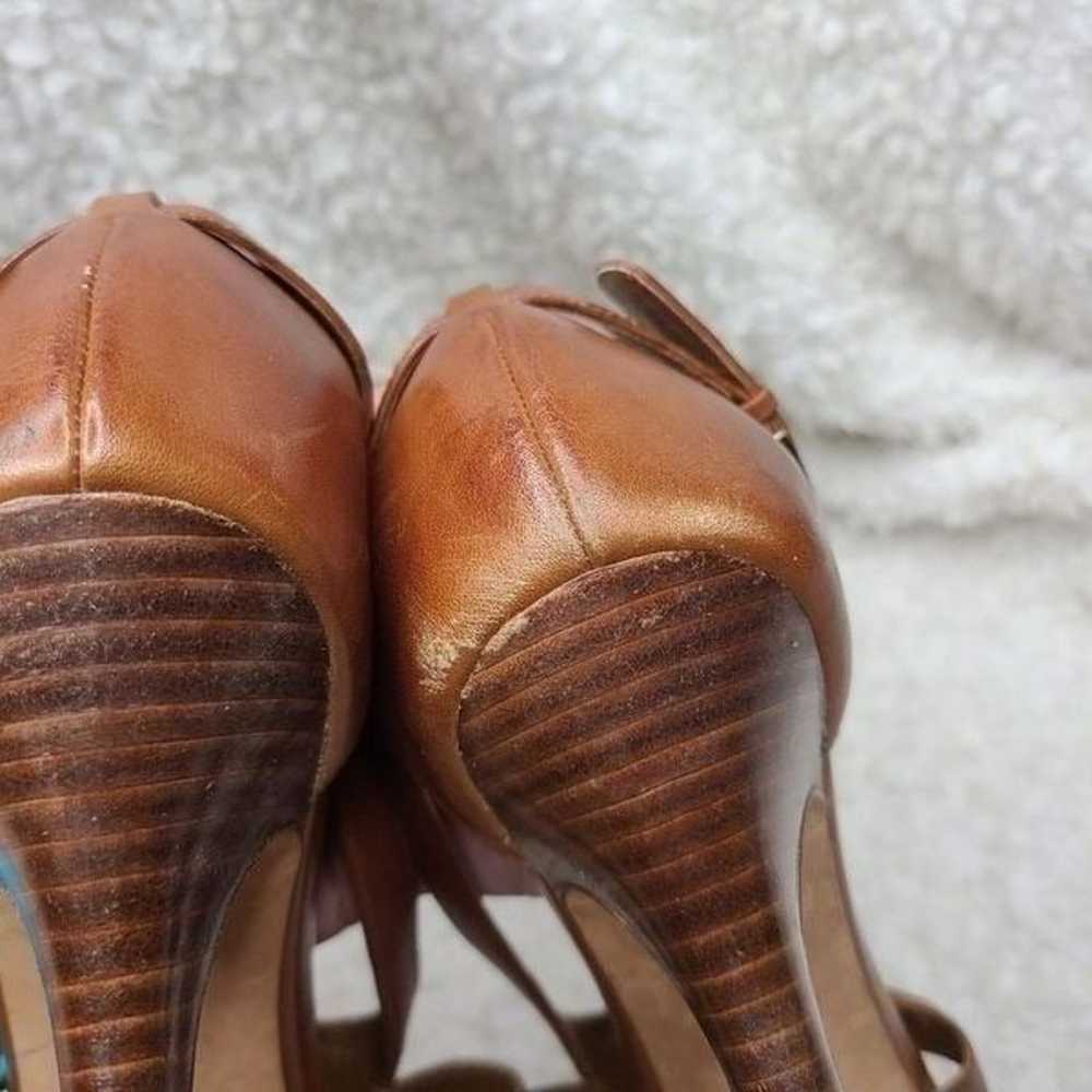 Cole Haan Cognac Strappy Leather Heels Size 9C - image 8