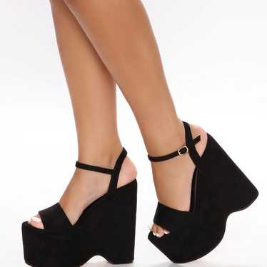 Black platform wedges