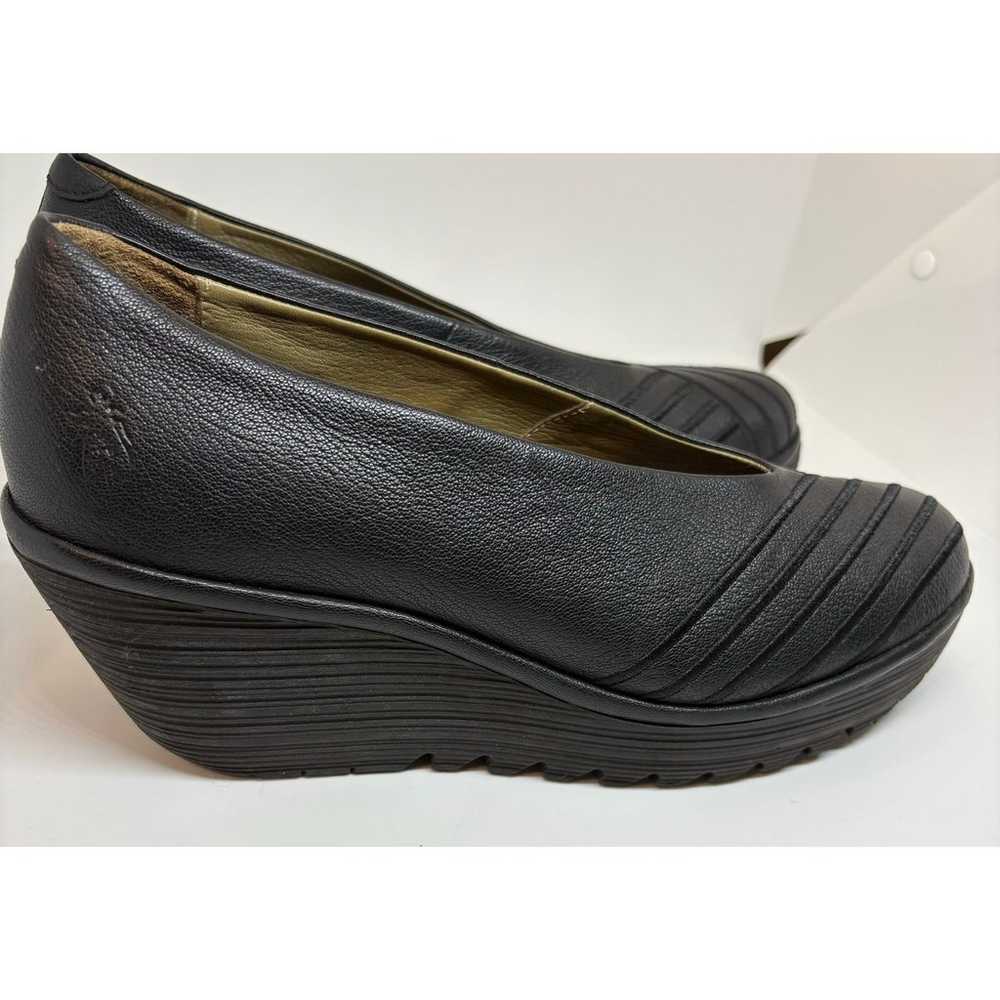 Fly London black leather Yaz wedges 41 - image 6