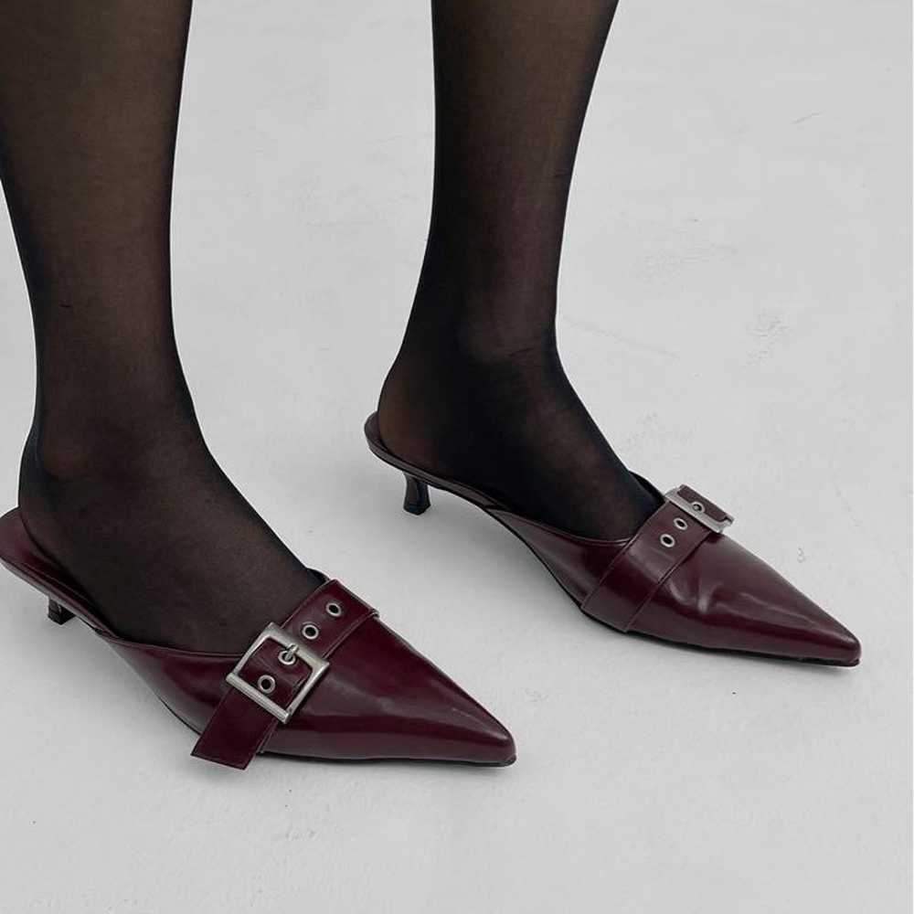 BLACKUP Bordeaux Pumps Leonesty Let Buckle Mule - image 1