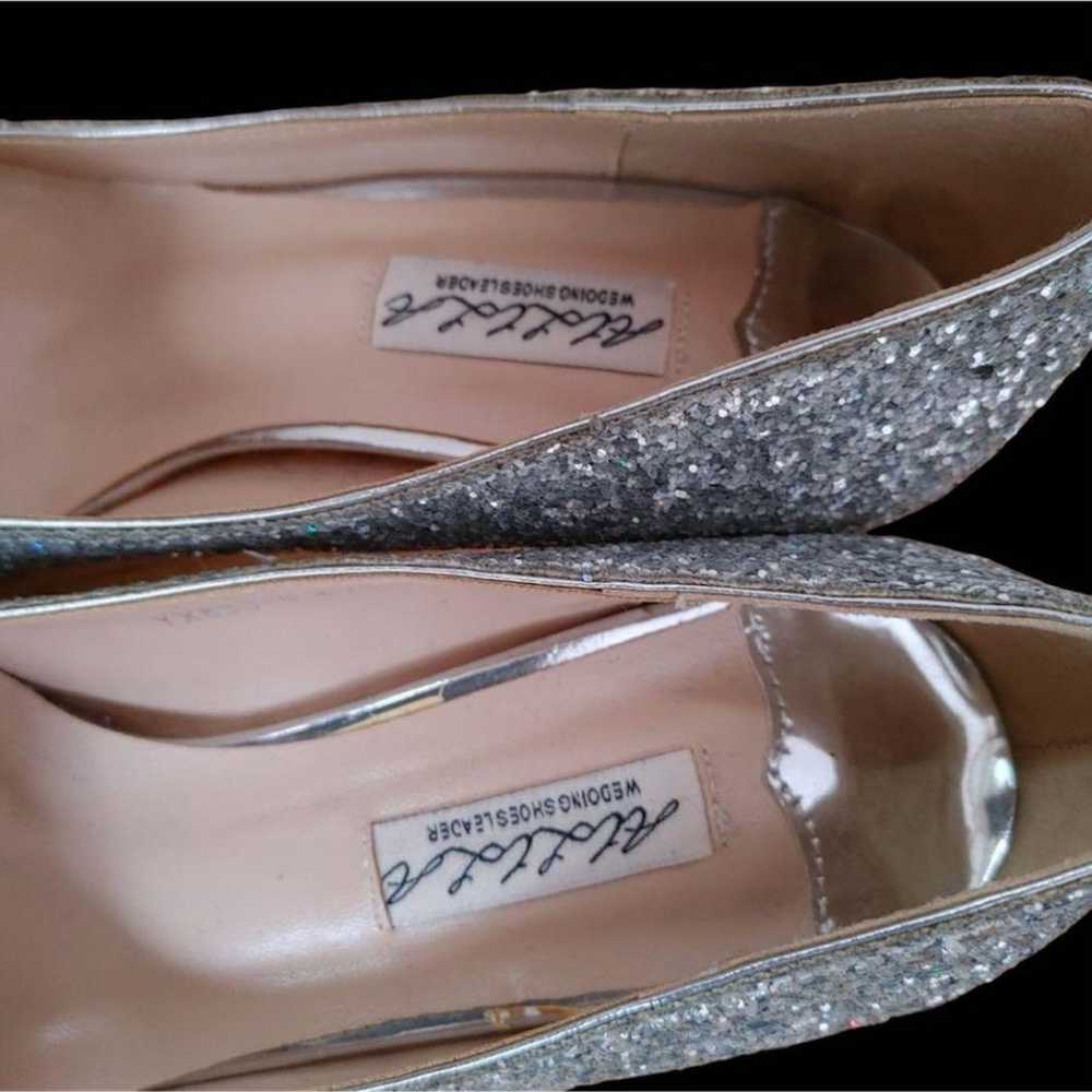 Beaded decoration sparkly glitter silver pumps - image 10