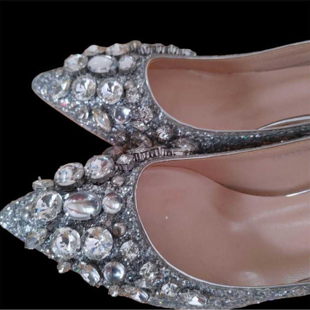 Beaded decoration sparkly glitter silver pumps - image 2