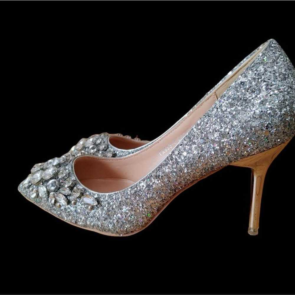 Beaded decoration sparkly glitter silver pumps - image 6