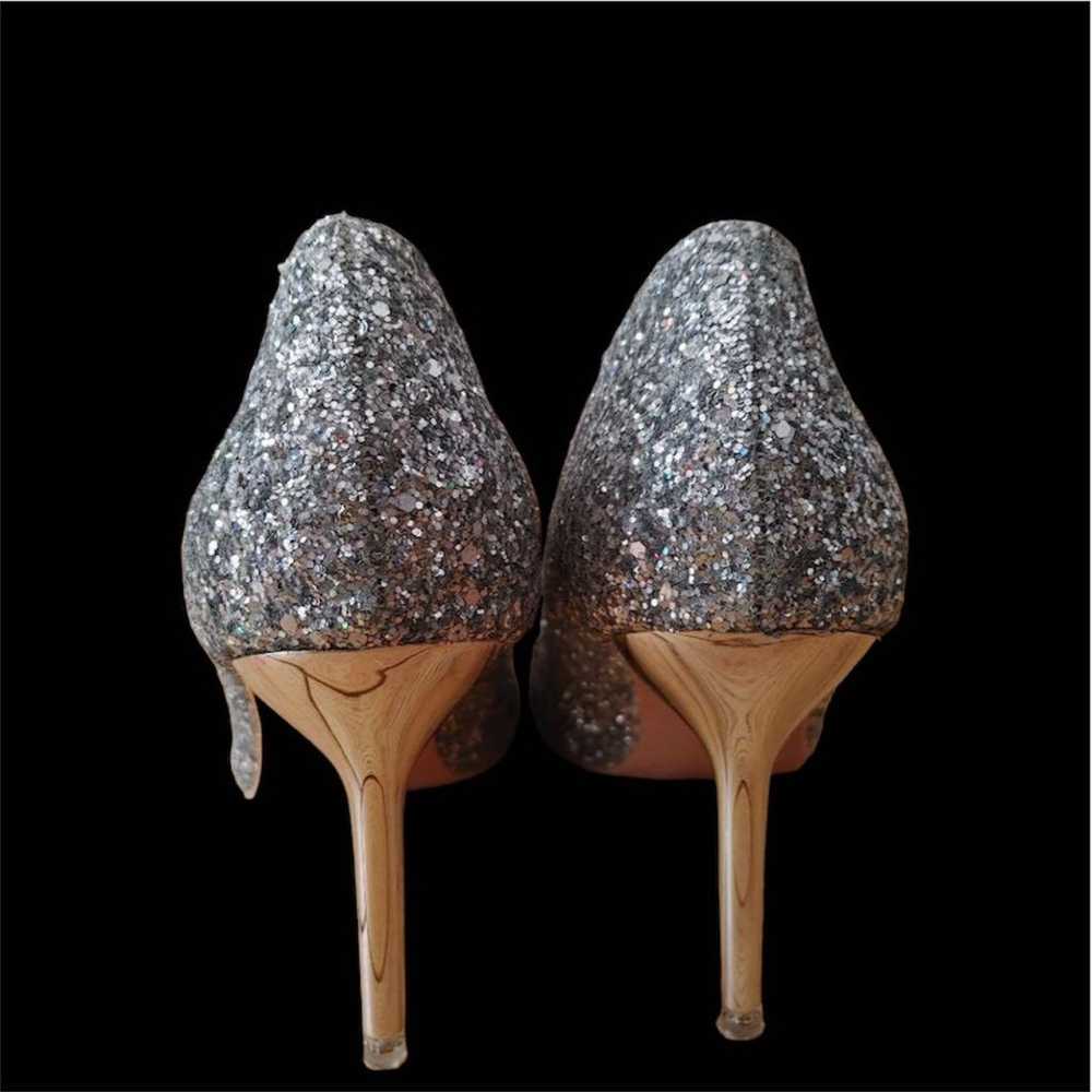 Beaded decoration sparkly glitter silver pumps - image 7