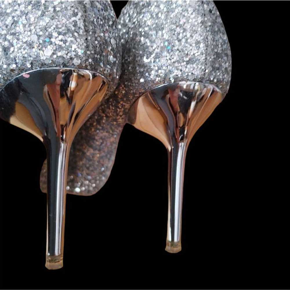 Beaded decoration sparkly glitter silver pumps - image 8