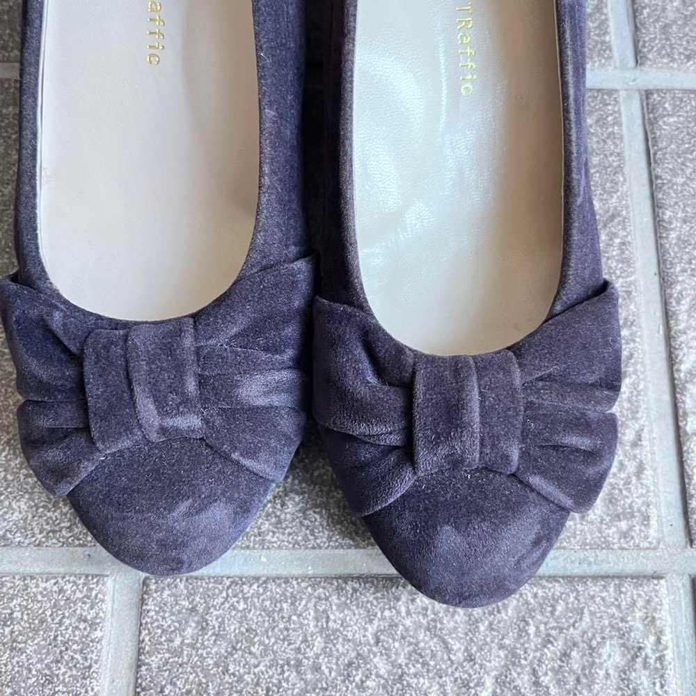 Oriental Traffic Wedge Sole Velour Pumps Navy 22.5 - image 10