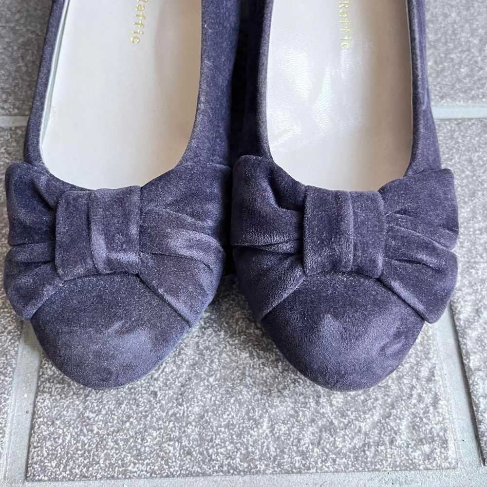 Oriental Traffic Wedge Sole Velour Pumps Navy 22.5 - image 3