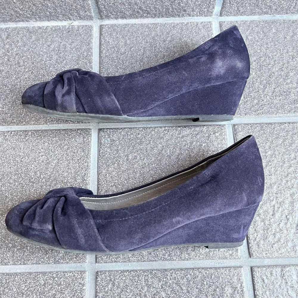 Oriental Traffic Wedge Sole Velour Pumps Navy 22.5 - image 6