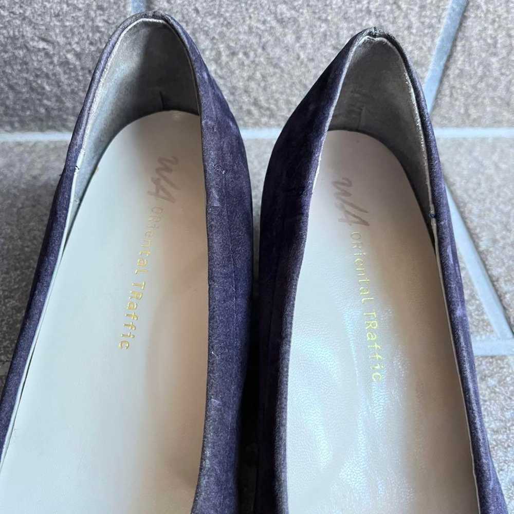 Oriental Traffic Wedge Sole Velour Pumps Navy 22.5 - image 7