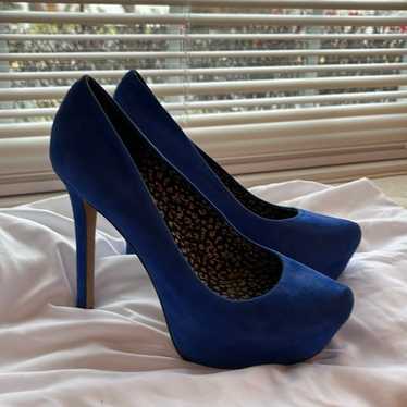 Jessica Simpson blue suede platform heels