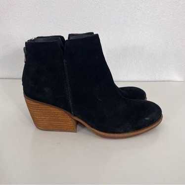 Kork-Ease Black Leather Suede Heeled Booties