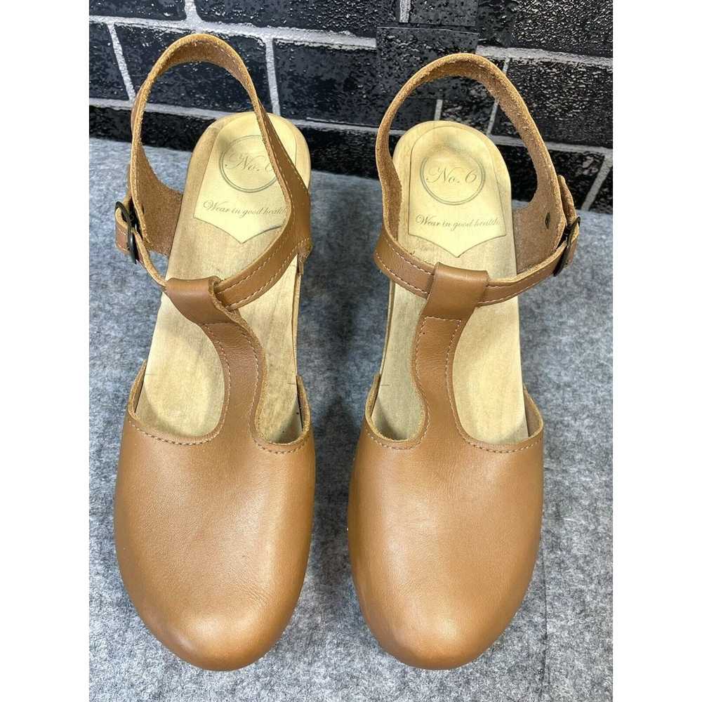 No. 6 Maryjane Leather Platform Clogs Camel Size … - image 4