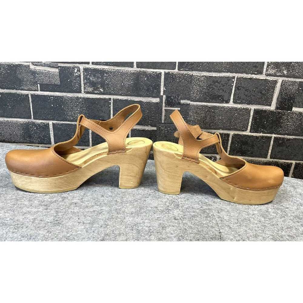 No. 6 Maryjane Leather Platform Clogs Camel Size … - image 8