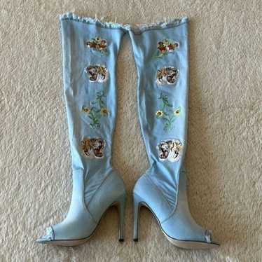 Cape Robbin elnora denim tiger over the knee boot… - image 1