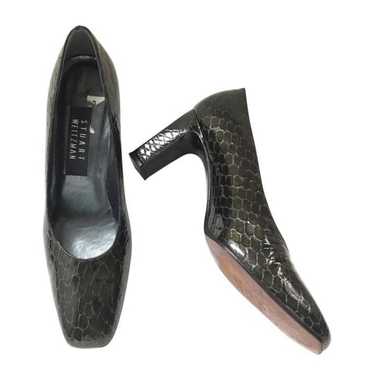 Stuart Weitzman Black Snake popular Embossed Leather Sling Back Pointed Toe Pumps EUC 9