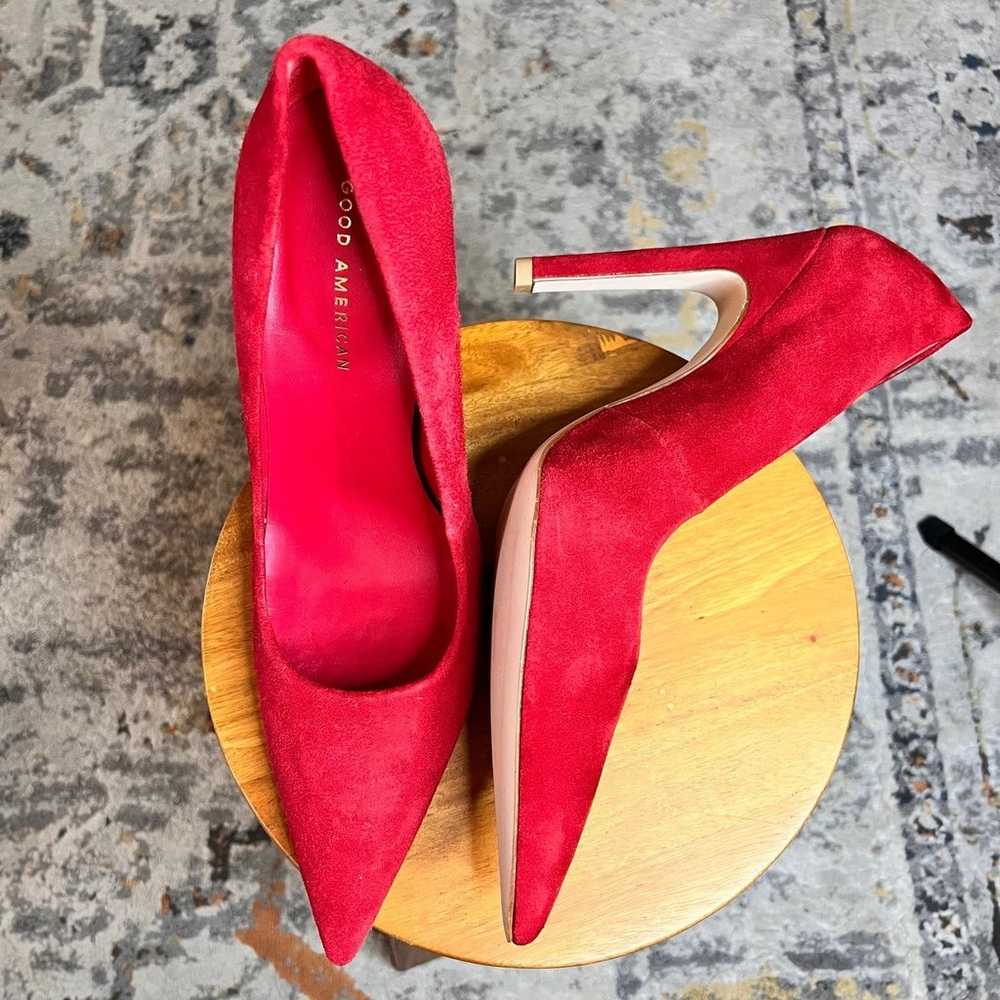 GOOD AMERICAN Red Pointed Toe Pump Heels Size 8.5 - image 1