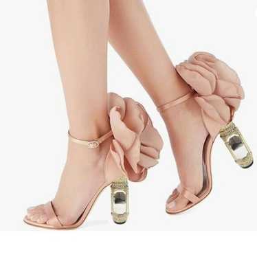 FSJ Nude Open Toe Stylish Sandal Ankle Strap Cryst