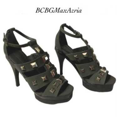 BCBGMaxAzria Victoria Gray Platform Studded Ankle… - image 1