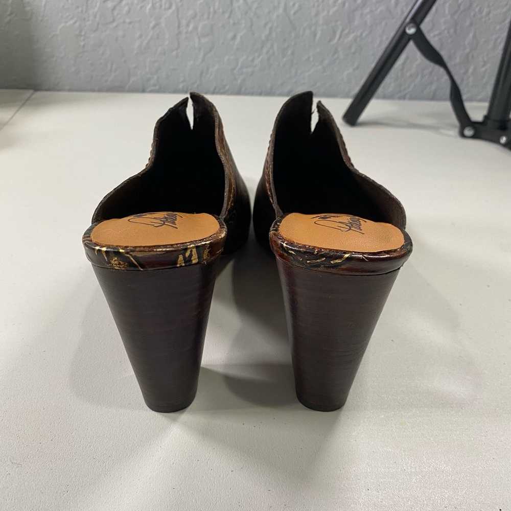 Patricia Nash Ruffina Brown Gold Mules Size 9 - image 5