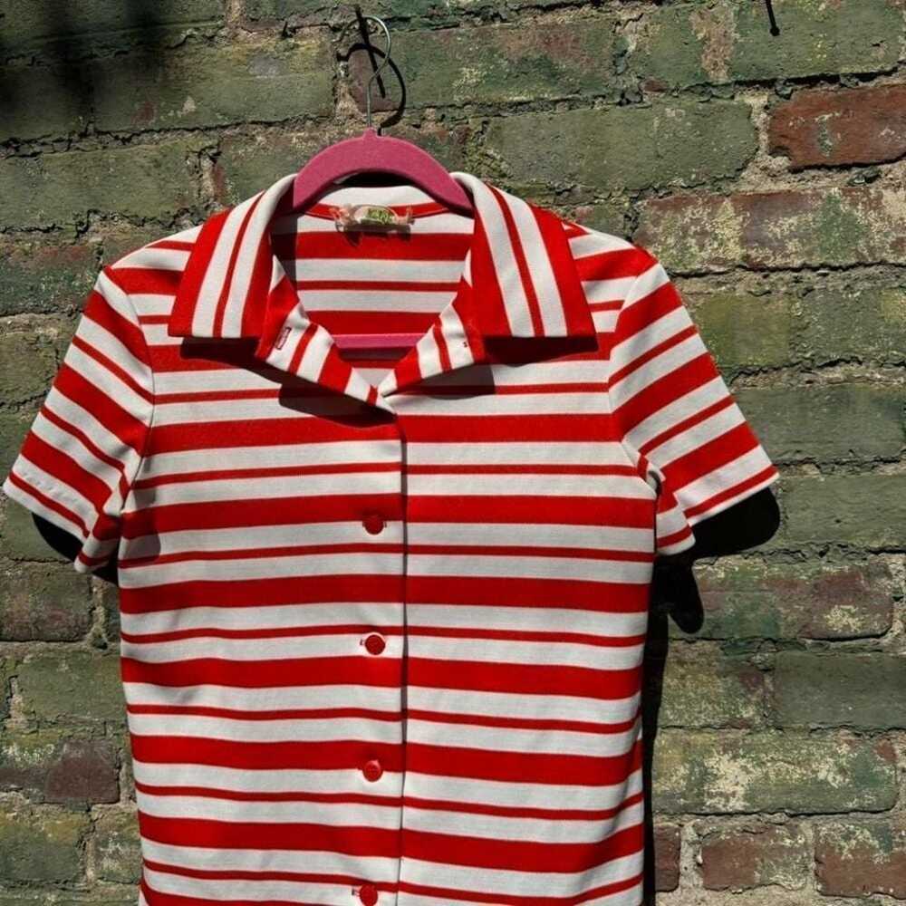 True Vintage 1970s Striped Blouse Women's Size Sm… - image 6