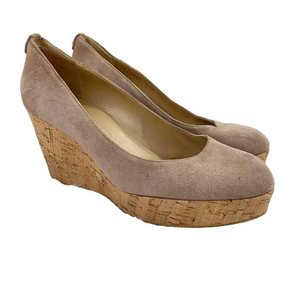 Stuart Weitzman Tan Suede Closed Toe Cork Wedges … - image 1