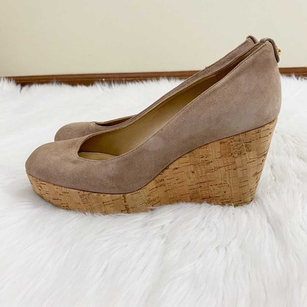 Stuart Weitzman Tan Suede Closed Toe Cork Wedges … - image 2