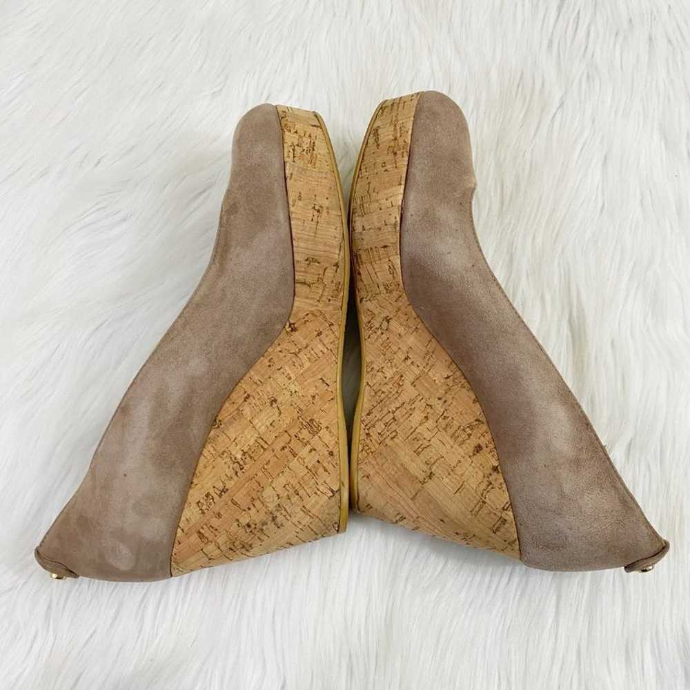 Stuart Weitzman Tan Suede Closed Toe Cork Wedges … - image 5