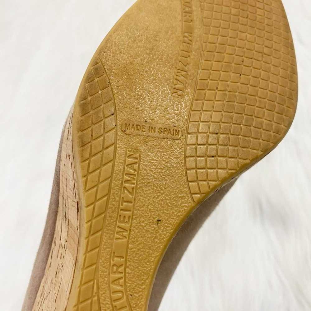 Stuart Weitzman Tan Suede Closed Toe Cork Wedges … - image 8