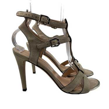 Stuart Weitzman Taupe Suede Leather Open Toe Sand… - image 1