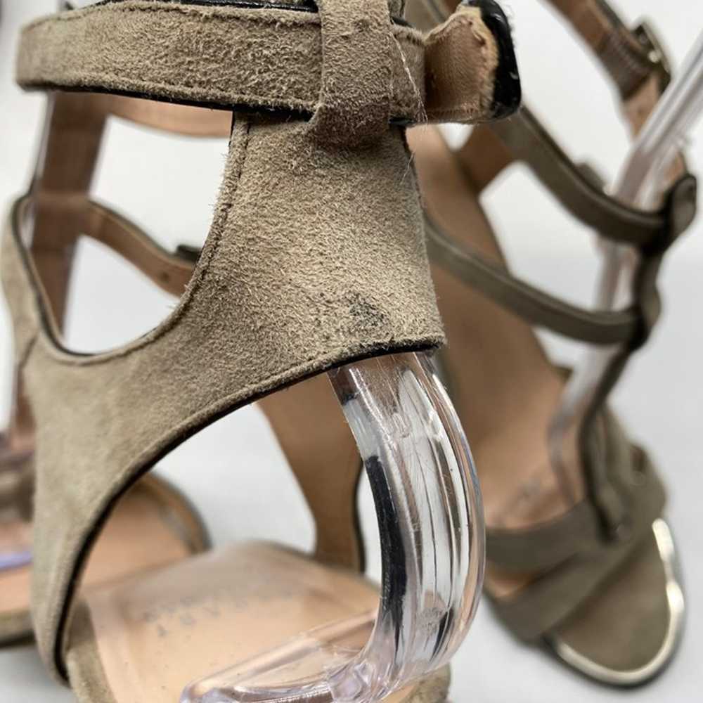 Stuart Weitzman Taupe Suede Leather Open Toe Sand… - image 9