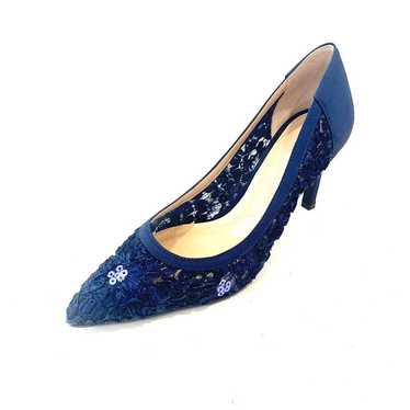 J.Renee Blue Camallia Satin Sequins Size 6 Pumps - image 1