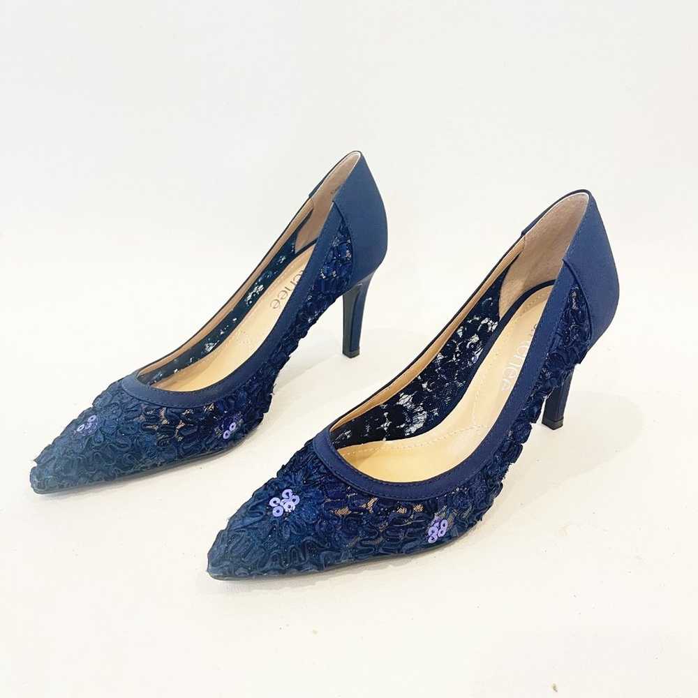 J.Renee Blue Camallia Satin Sequins Size 6 Pumps - image 2