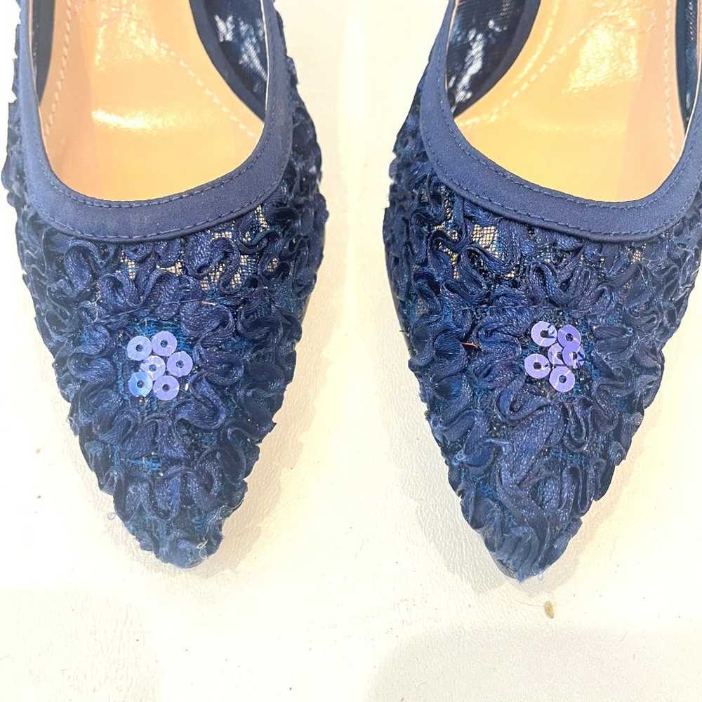 J.Renee Blue Camallia Satin Sequins Size 6 Pumps - image 5