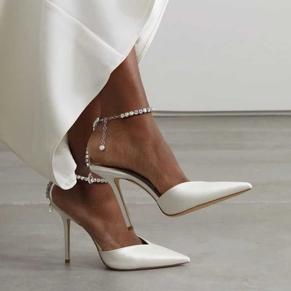 Women's Heeled Sandals Crystal Chain Ankle Straps… - image 2