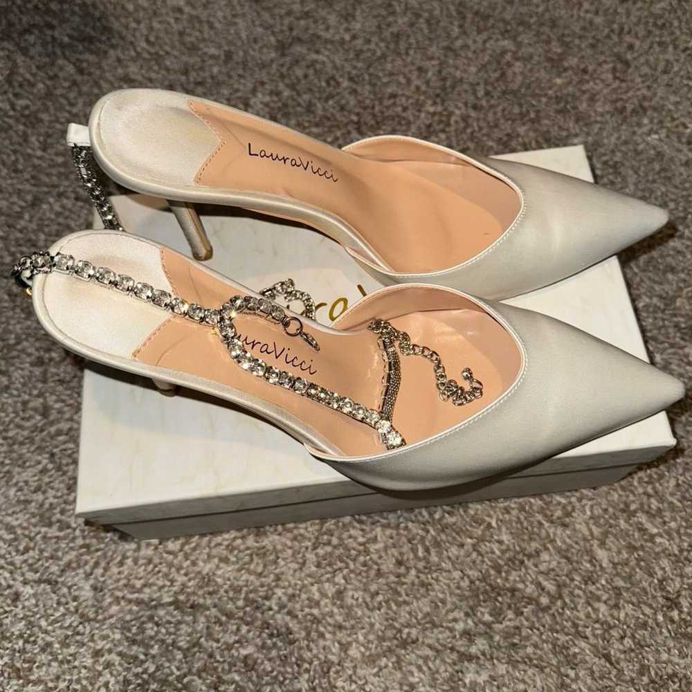 Women's Heeled Sandals Crystal Chain Ankle Straps… - image 5