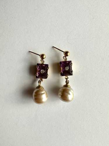 Vintage Purple Pearl Dangles