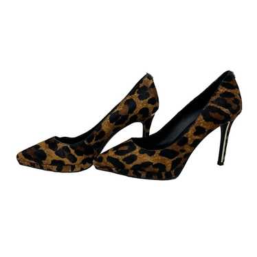 DONNA KAREN NEW YORK- Leopard Haircalf Camel Heels