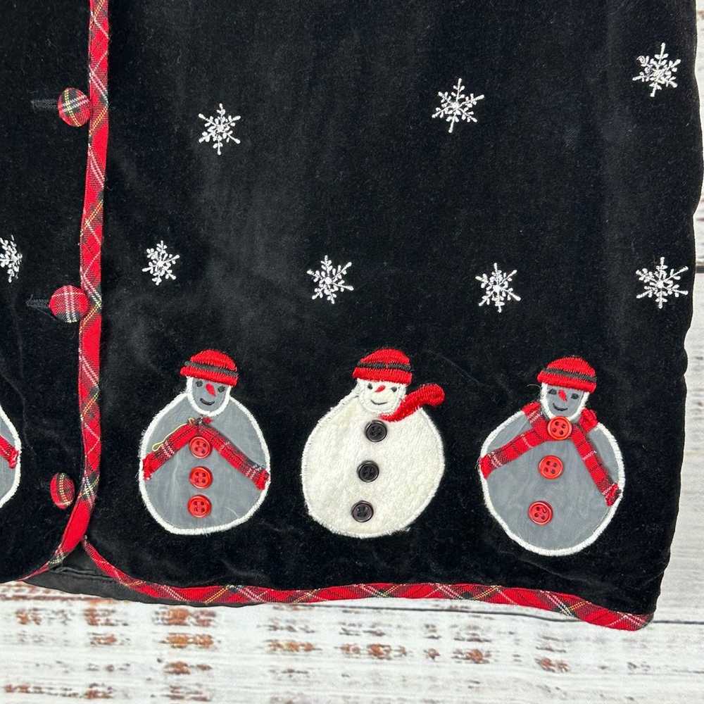 Women's Vintage Tantrums Black Velvet Snowman Chr… - image 2