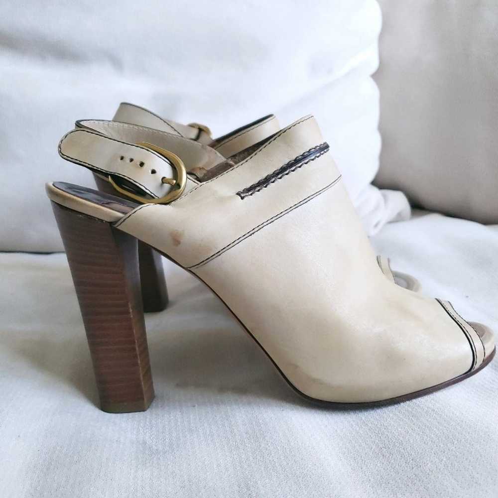 Chloe Beige Leather Peep Toe Slingback Sandals Si… - image 4