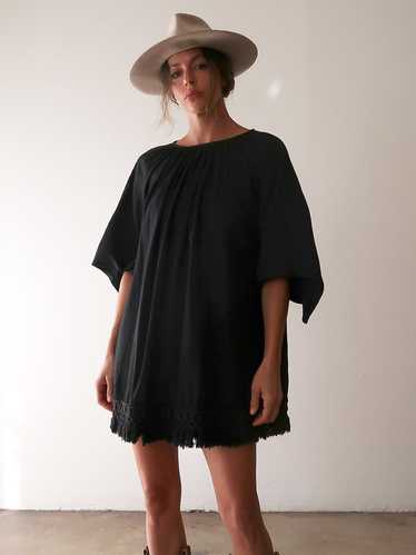 Black Cotton Mini Dress