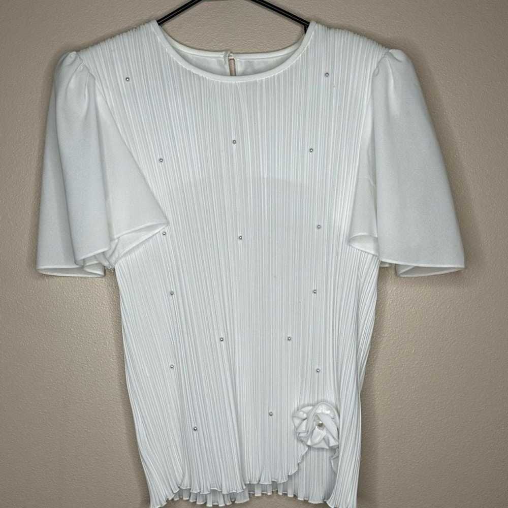 Boston Maid Vintage white Pearl blouse Size 14 sh… - image 1