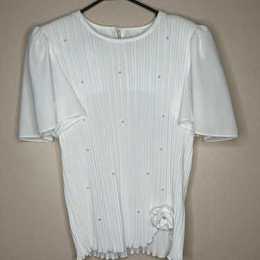 Boston Maid Vintage white Pearl blouse Size 14 sh… - image 1