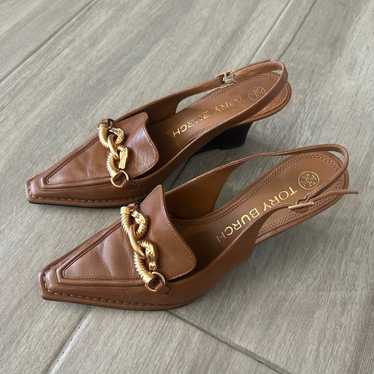 Tory Burch Jessa Pointed Wedges Cinnamon Brown